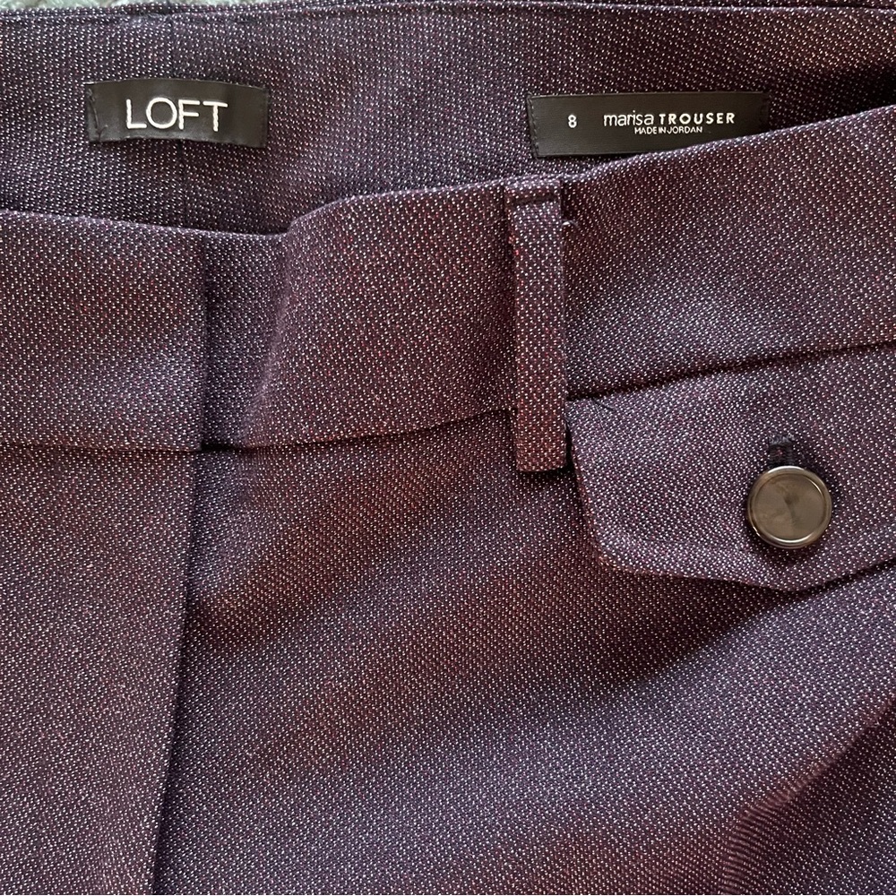 NWOT LOFT Purple Marisa Trousers Classic Straight-Leg Design Size 8 - Picture 5 of 6